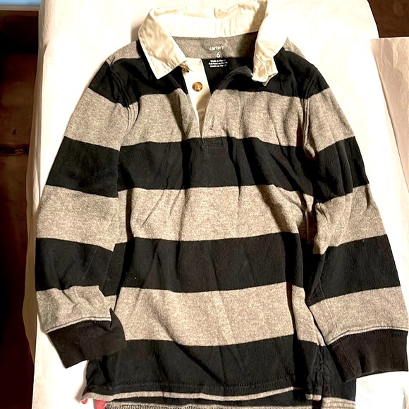 Carter’s Boys Long Sleeve Striped Rugby Shirt Size 6 - Picture 2 of 3